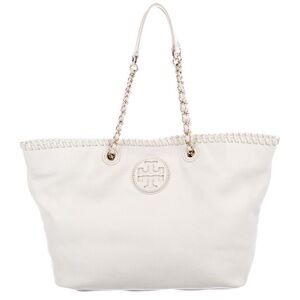 Tory Burch White Tote with Gold Chain